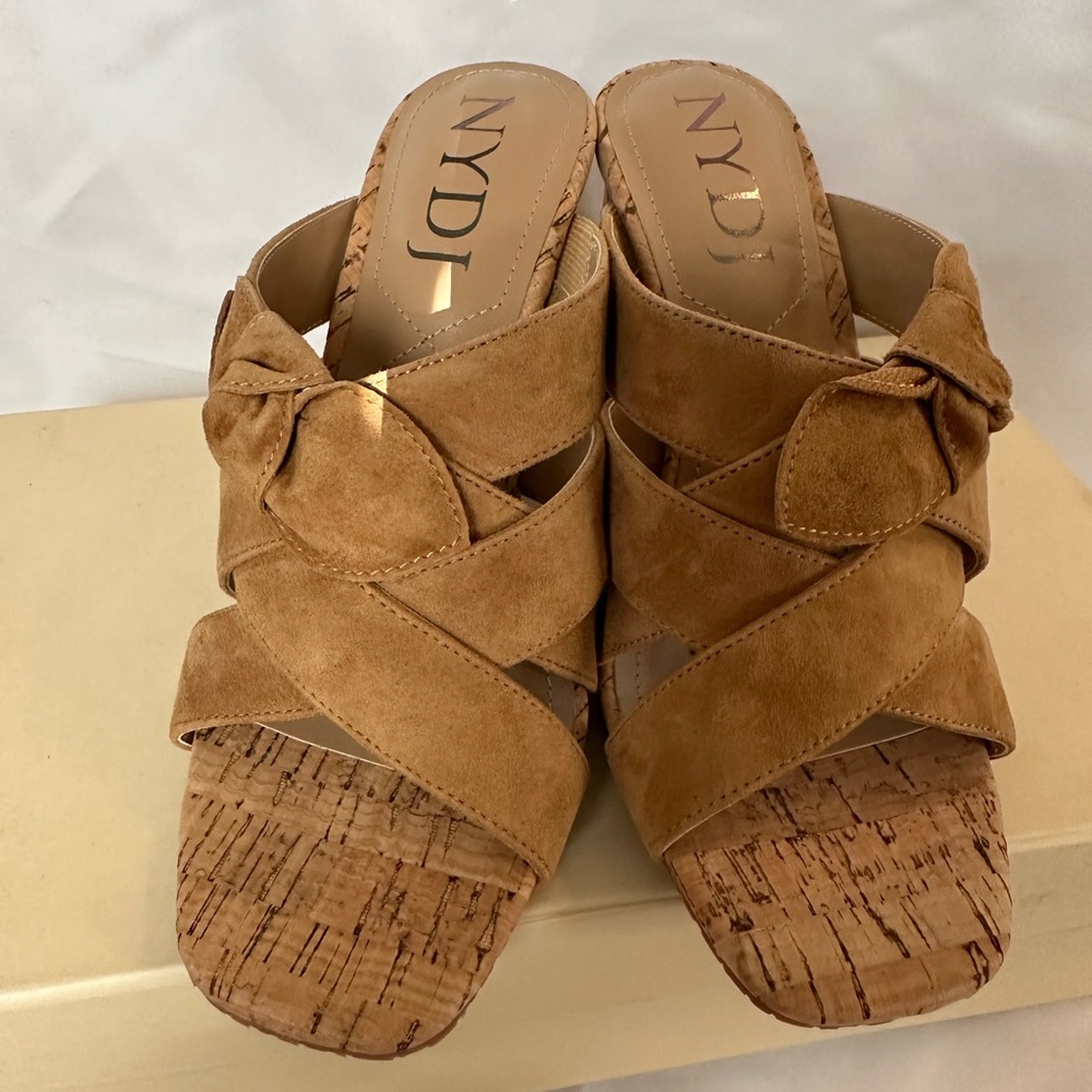NYDJ Tan Suede Mules with Cork Sole